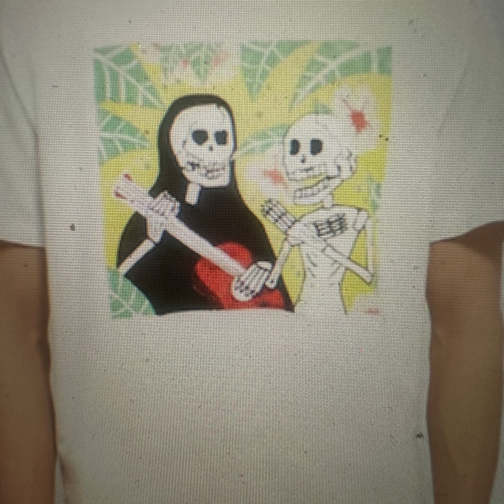 Our Legacy white Mesanthropic Love Skeleton Graphic T-Shirt. Size L unisex